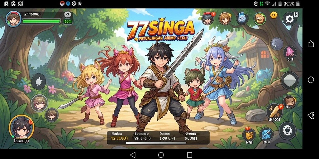 Tampilan gameplay seru dalam 77SINGA dengan karakter Anime yang menawan.