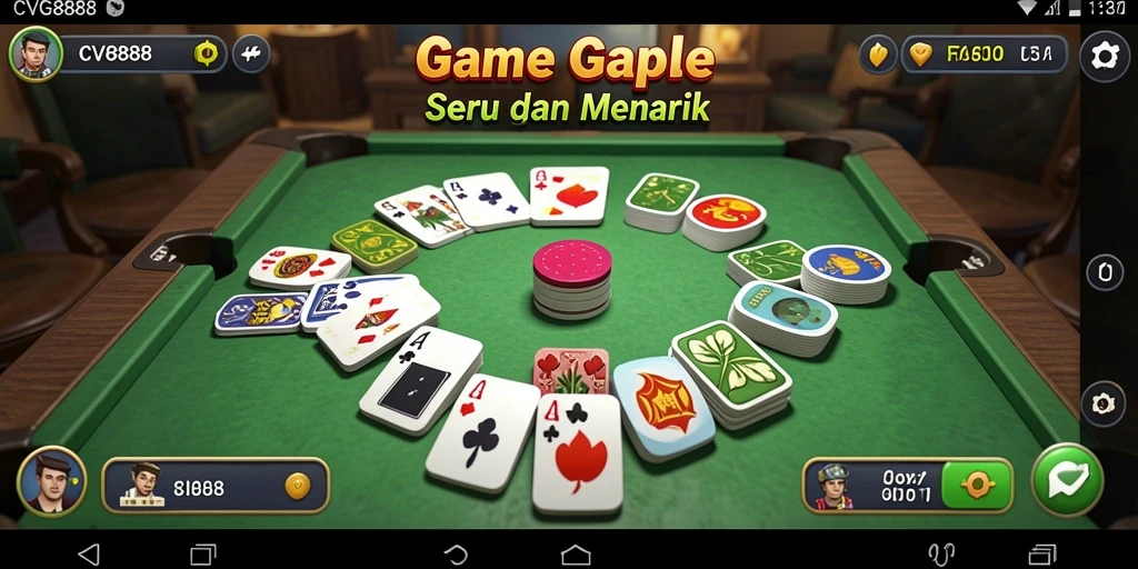Screenshot gameplay Gaple CVG8888 yang menampilkan strategi permainan