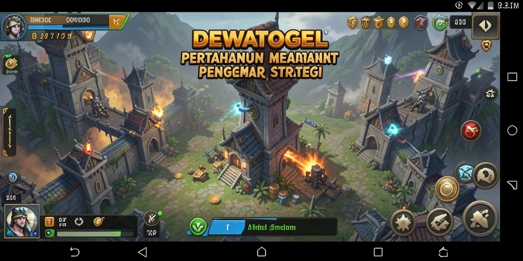 Tampilan gameplay menegangkan dalam DEWATOGEL dengan pertarungan Tower Defense yang seru.