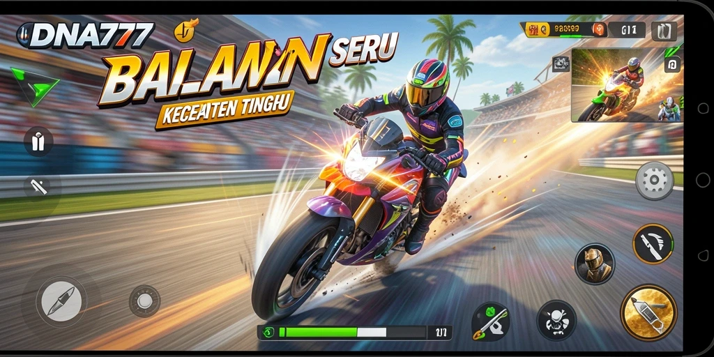 Tampilan gameplay DNA777 yang mengasyikkan dan mendebarkan saat balapan.