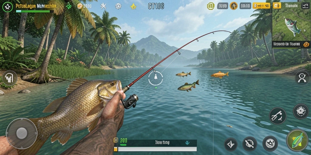 Tampilan aksi memancing seru dalam GT108.