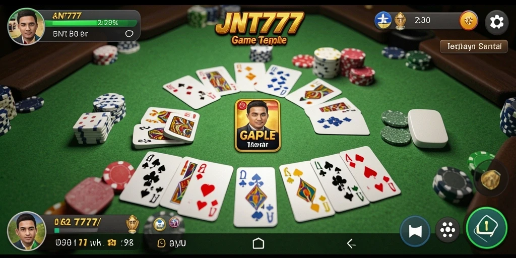 Tampilan gameplay JNT777 yang menarik saat bermain Gaple.