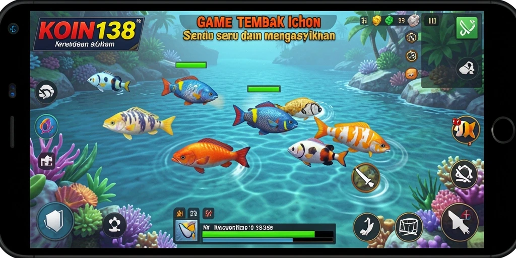 Tampilan menarik saat menangkap ikan dengan senjata di KOIN138.
