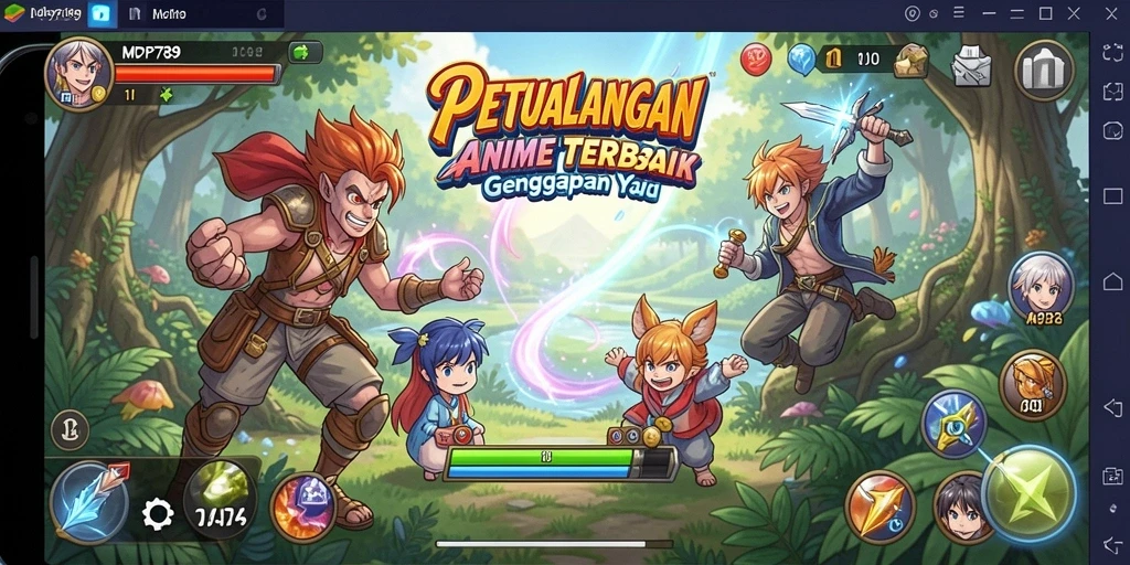 Screenshot menunjukkan aksi seru dalam dunia anime yang penuh warna.