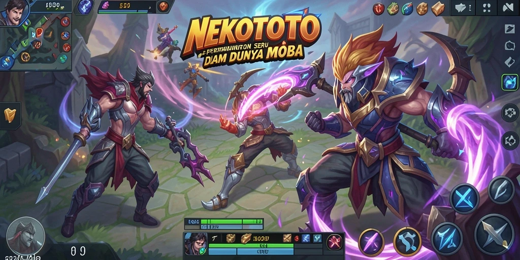 Screenshot gameplay seru dari NEKOTOTO yang menampilkan aksi MOBA.